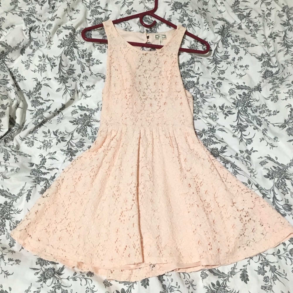 PacSun Pink Lace Cutout Skater Dress